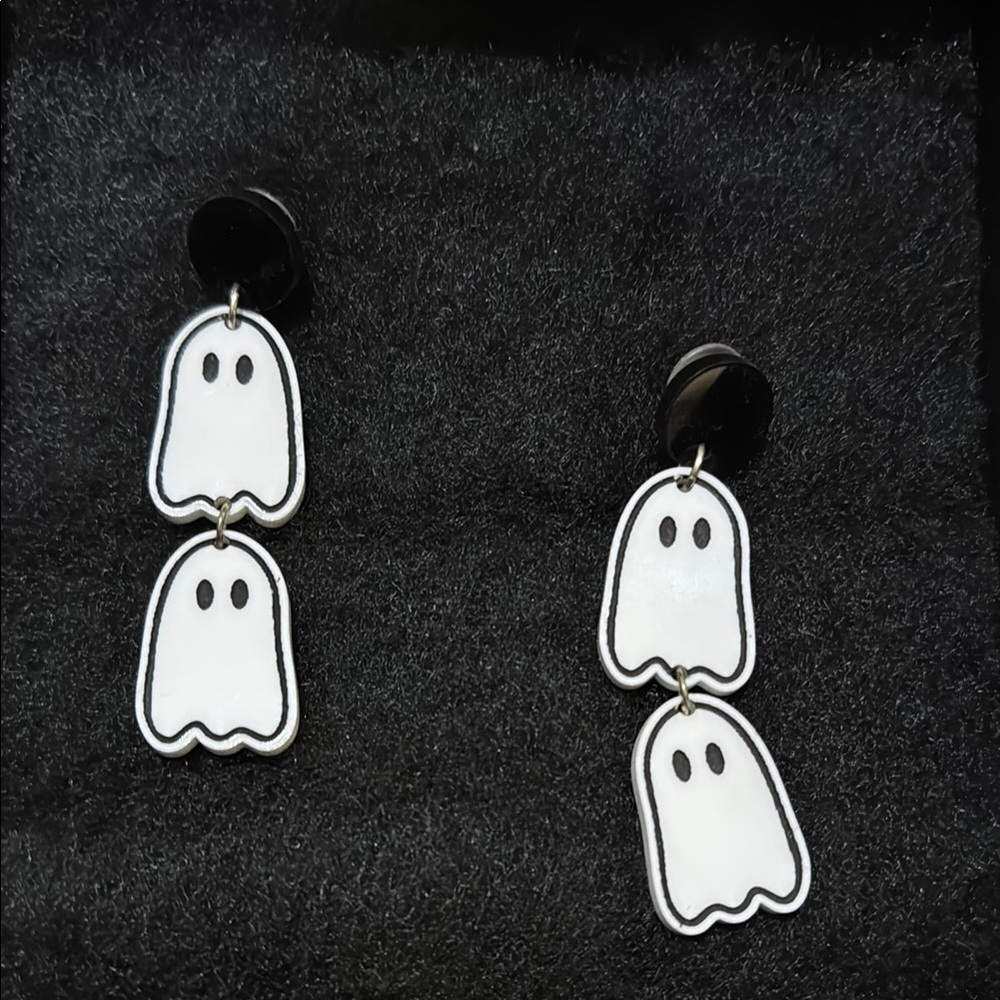 Ghost Dangle Earrings in Black and White